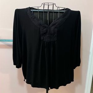 Black tee with crochet trim